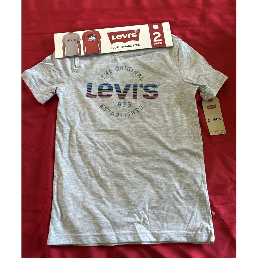 NWT Levi's Boy's 2-Pack Short Sleeve Graphic Logo Print Crewneck Tee Size 5/6 - Picture 2 of 4